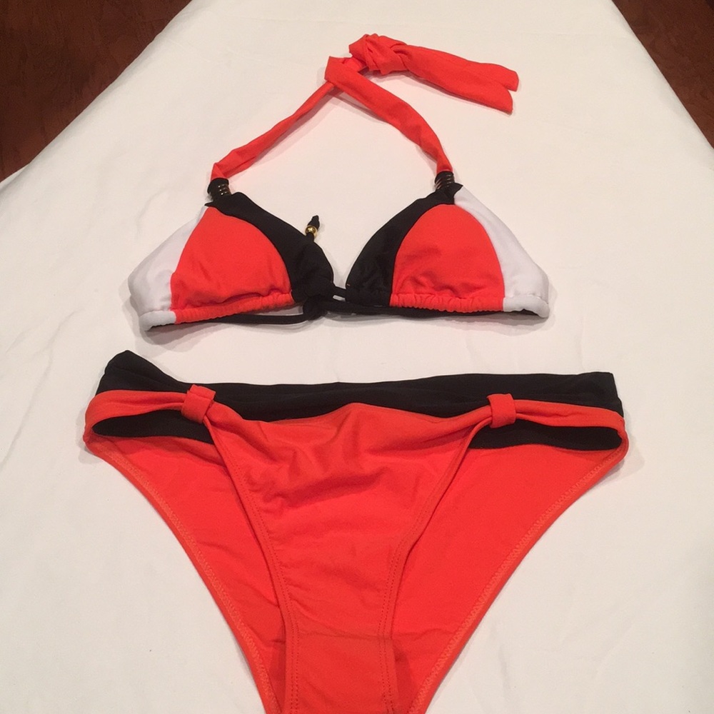 Orange and black Bikini size large